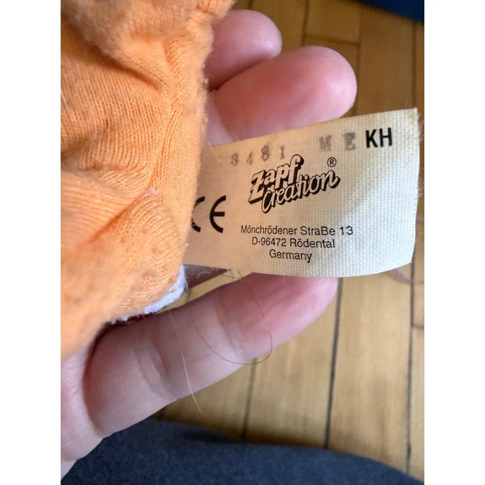 Zapf Creation Mini Baby Doll Orange Bunny Suit Plush Toy 5.5 Inch Brown Eyes